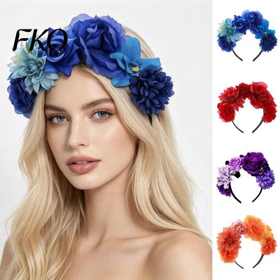 3D Flower Hairband Flowers Hair Hoop, Halloween Party Headband, Simulated Stable Rose Headband for Vacation Dance Accessories Gift Long-lasting