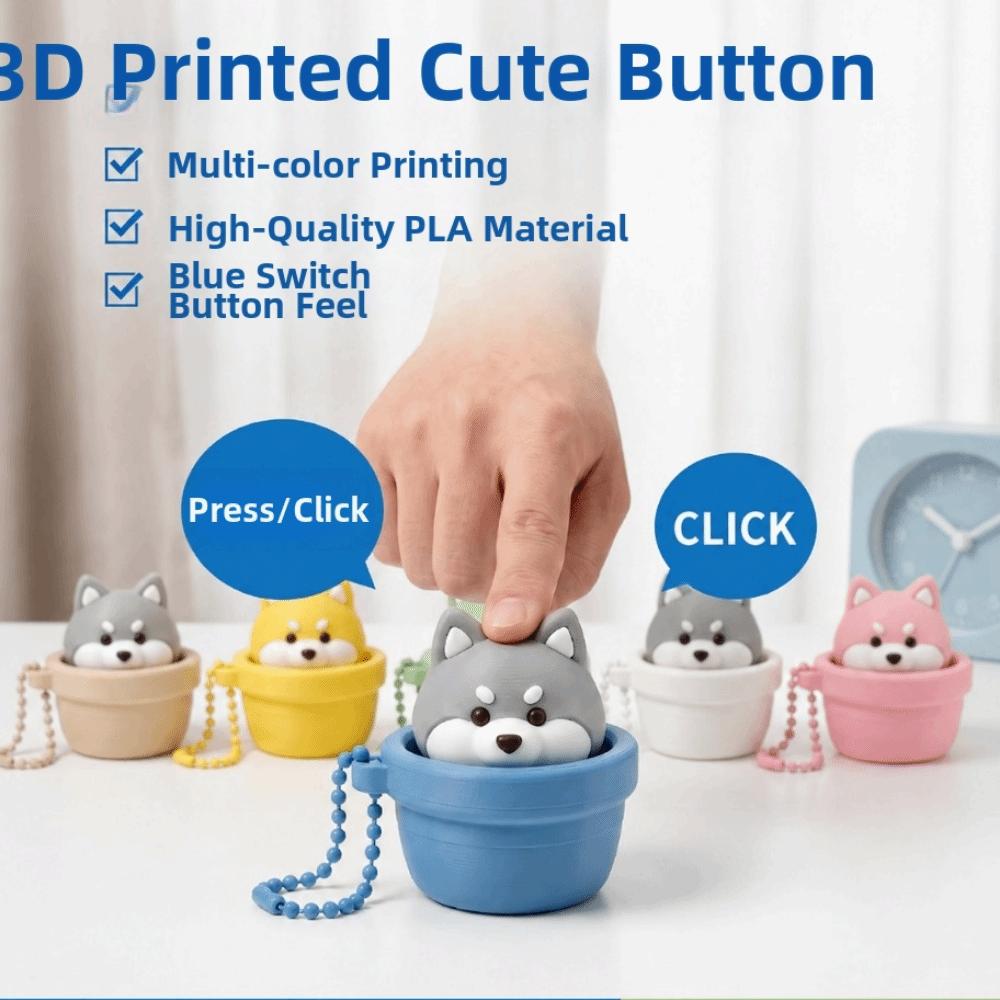 3D Printed Fidget Clicker Keychain Key Ring Lucky Cat Key Chain Keycap Clicker Pendant Gifts