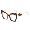 New fashion double heart cat eye large frame sunglasses ins personalized casual versatile outdoor UV protection sunglasses tide