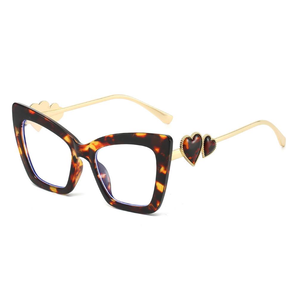New fashion double heart cat eye large frame sunglasses ins personalized casual versatile outdoor UV protection sunglasses tide