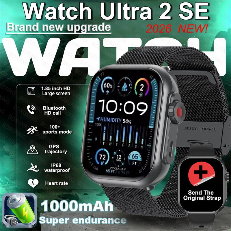 Новые умные часы Watch Ultra 2SE Мужские Женские 1,85-дюймовый HD AMOLED Полностью сенсорный экран IP68 Водонепроницаемые Bluetooth-звонки Умные часы Мужские
