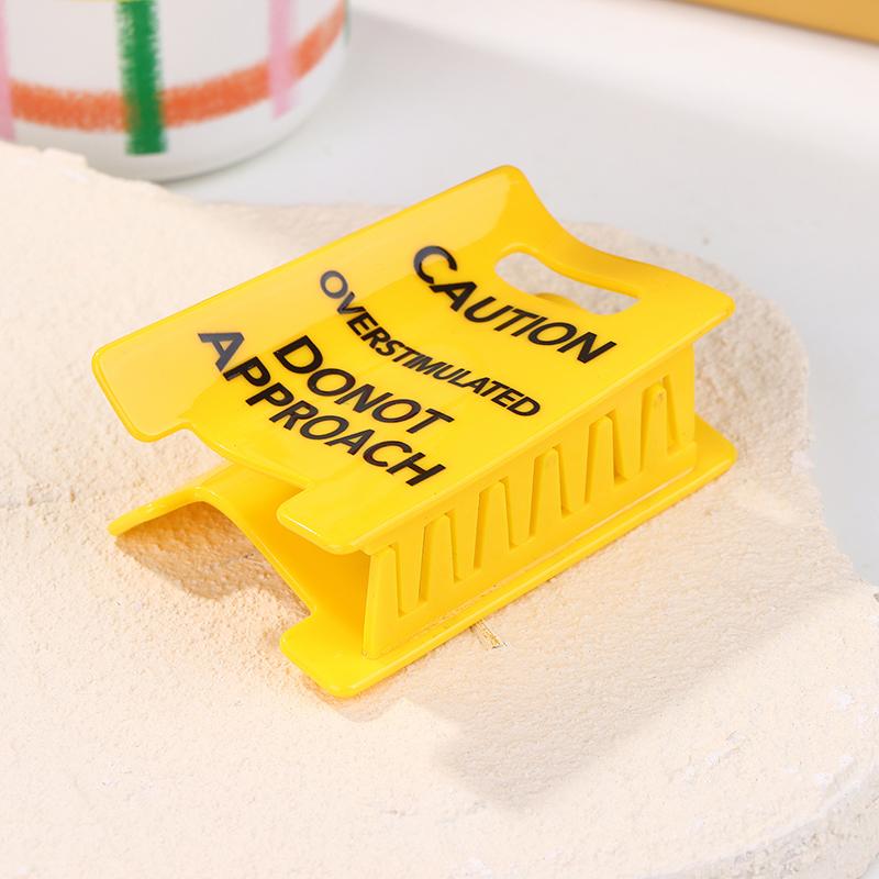 Overstimulated Caution Sign Hair Claw Clip,Yellow Caution Hair Clip,Do Not Approach Sign Hair Claws Hair Clips,Funny Gag Gift Fo