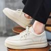 Casual Breathable Flat Bottom Anti-Odor Soft Leather Sports Board Shoes 2024 New Fashion Simple All-match Men Shoes Autumntime