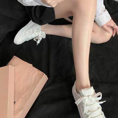 Версия из коровьей кожи женских кожаных дышащих универсальных кроссовок на шнуровке на толстой подошве с увеличением роста