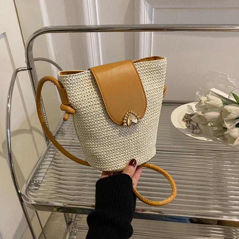 Женская соломенная плетеная модная простая сумка для мелочи и телефона для отпуска на пляже через плечо