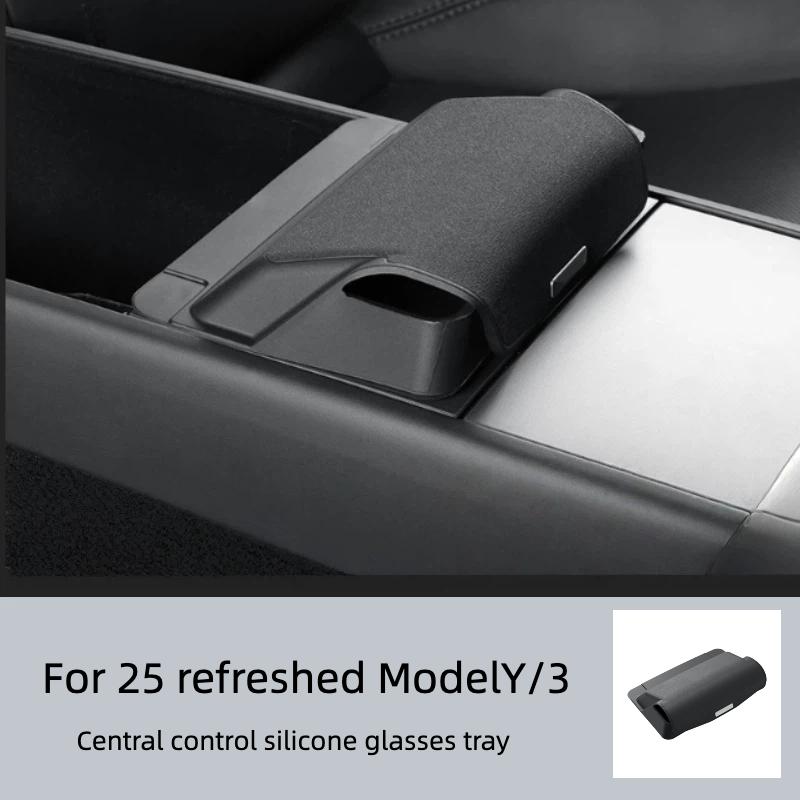 Center Console Sunglasses Storage Tray for 2025 Tesla Refresh Model 3/Y - Multifunctional Car Organizer Box for Eyeglasses Cards