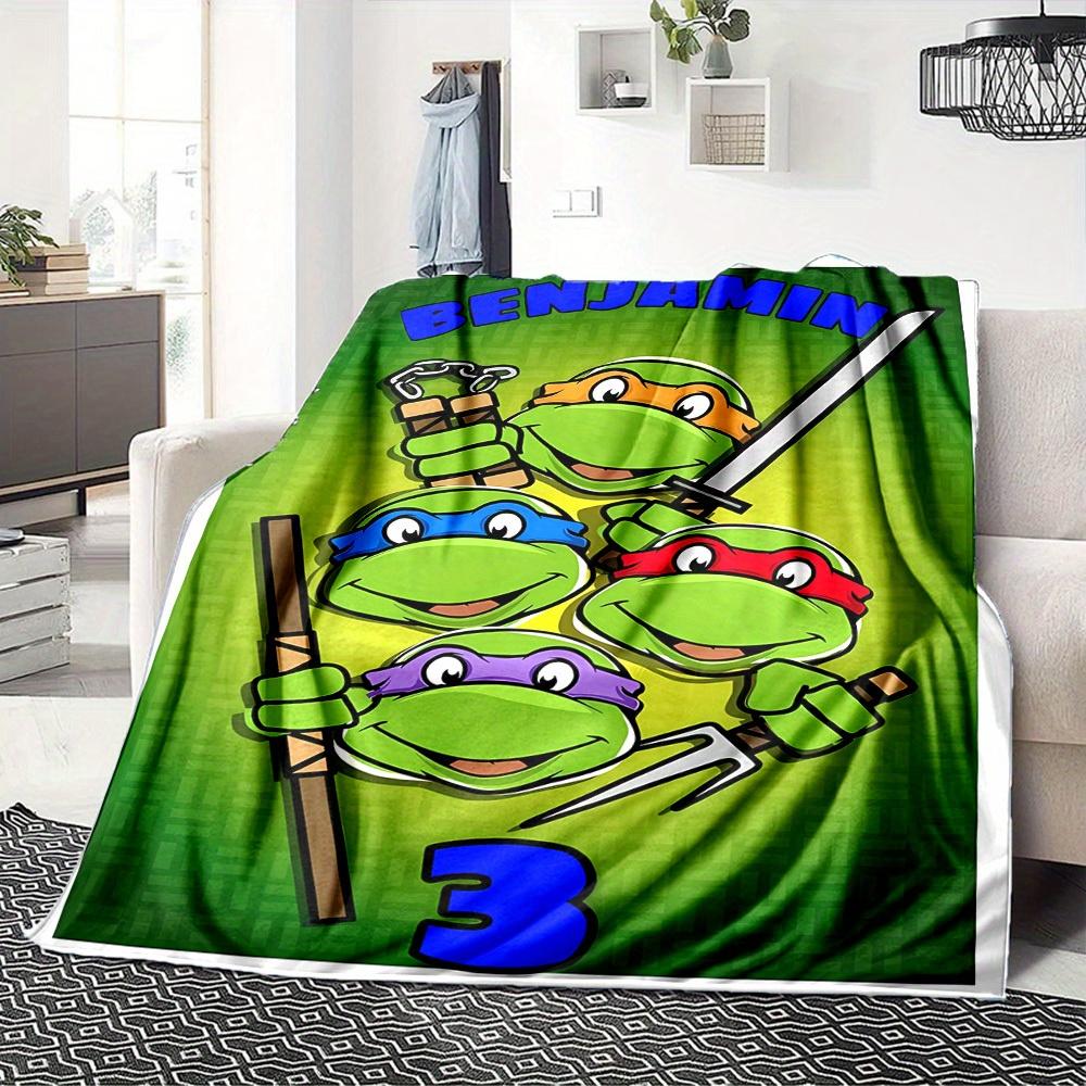 1pc Turtles,Benjamin,Number Digital Printed Flannel Blanket, Super Soft Plush Fleece Bed Cover, Multipurpose Four Seasons Hypoallergenic Qui