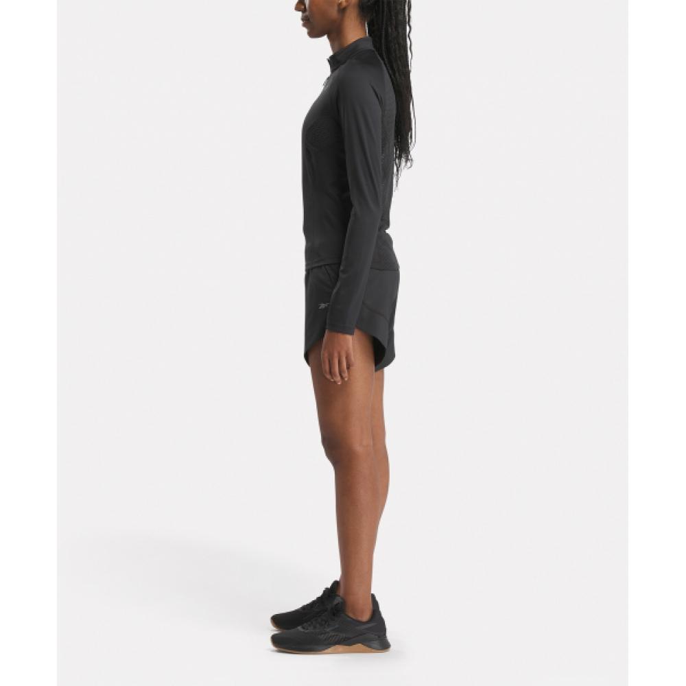 Reebok Футболка для бега на молнии до половины, черная, 100075413