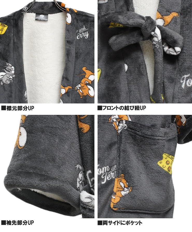 Один цвет TOM AND JERRY Мужская одежда для дома большого размера с подкладкой из пушистого флиса Чанчанько Хантен (Полупальто) - Размер 3XL, Угольный (39)