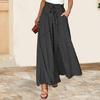 Women Long Trousers Elastic High Waist Lace-up Dot Print Wide Leg Pants Casual Loose