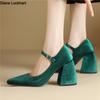 Модная женская обувь Мэри Джейн 2025 Новые туфли-лодочки на высоком каблуке Женская элегантная зеленая красная обувь для вечеринки танцев свадьбы Большой размер