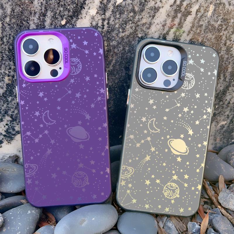 Звездная ночь космос созвездия звезды Чехол для телефона для iPhone 13 Mini 15 Plus 16 15 13 14 11 12 Pro Max Ударопрочный Лазерный чехол