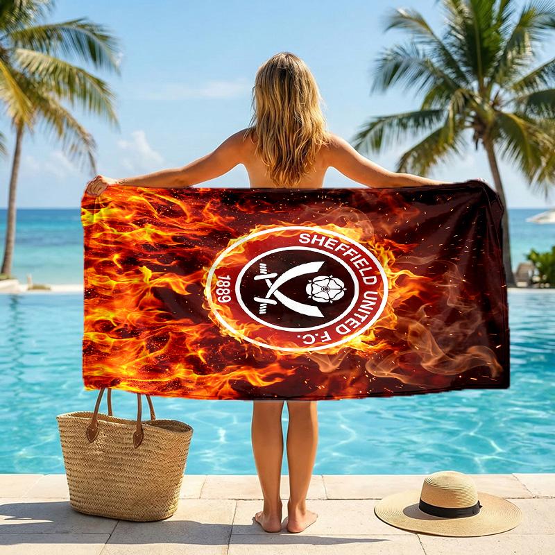 Sheffield United Football Beach Towel Soft Microfiber Summer Towel Quick Dry Absorbent Towel for Beach Swimming Pool Travel