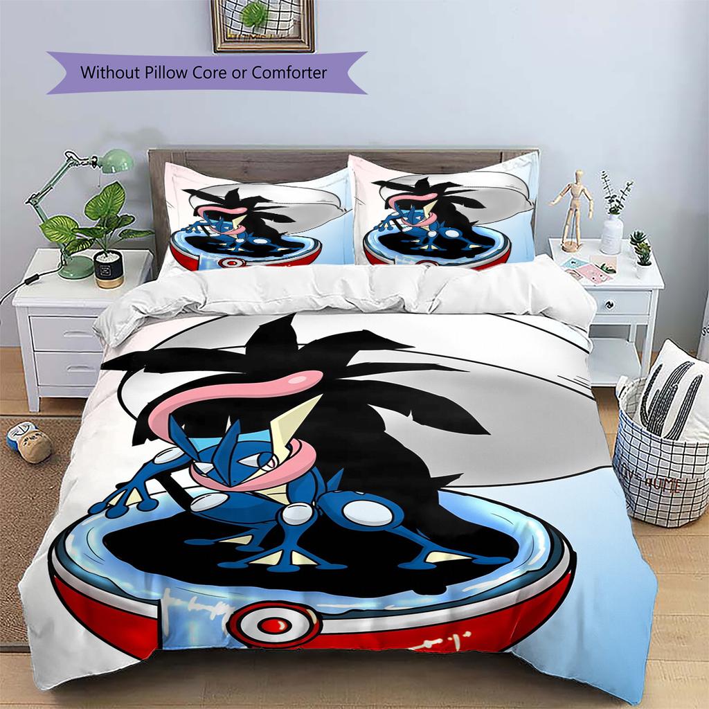 Greninja Battle Pokemon Bedding Set, Cool Duvet Cover Pillowcase for Bedroom Home, Unique Gift for Pokemon Fans