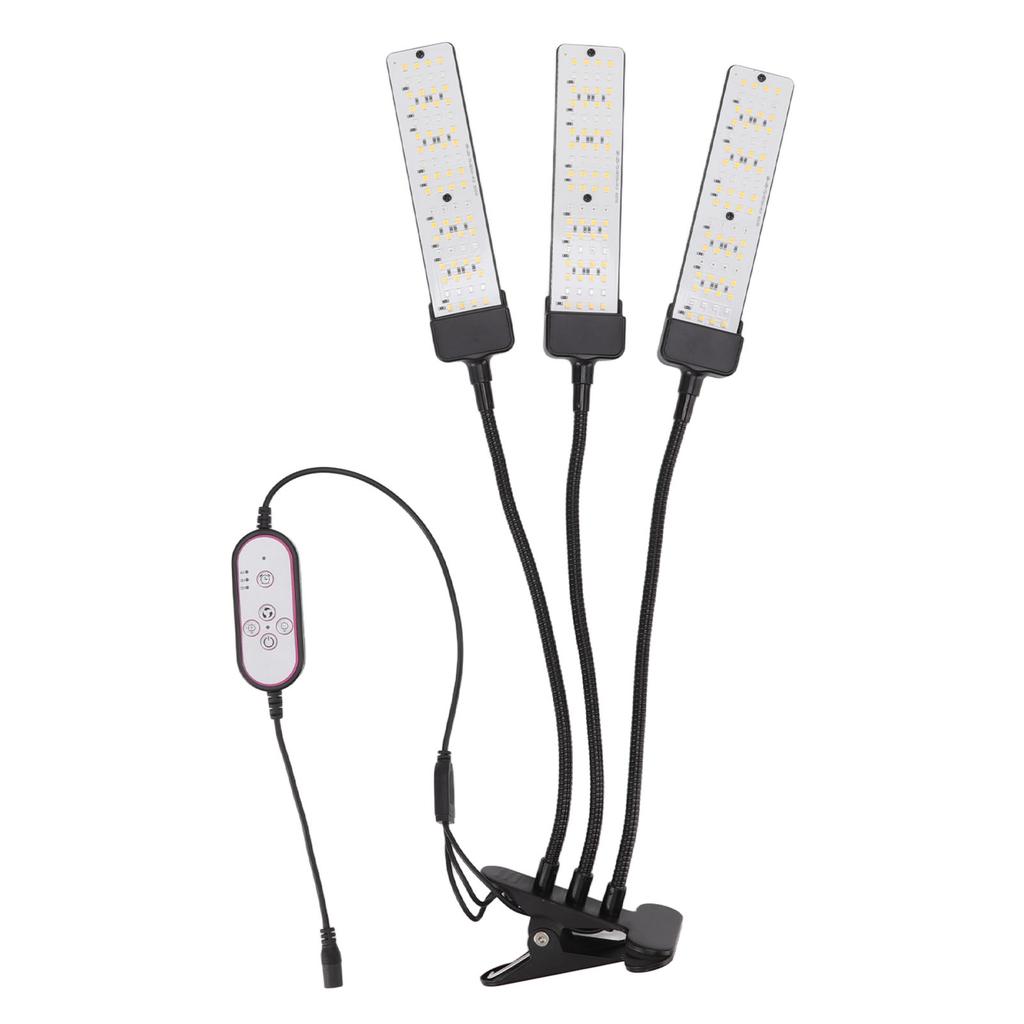 Светодиодная лампа для выращивания растений с клипсой, гибкая ножка, полный спектр, три головки с таймером для суккулентов