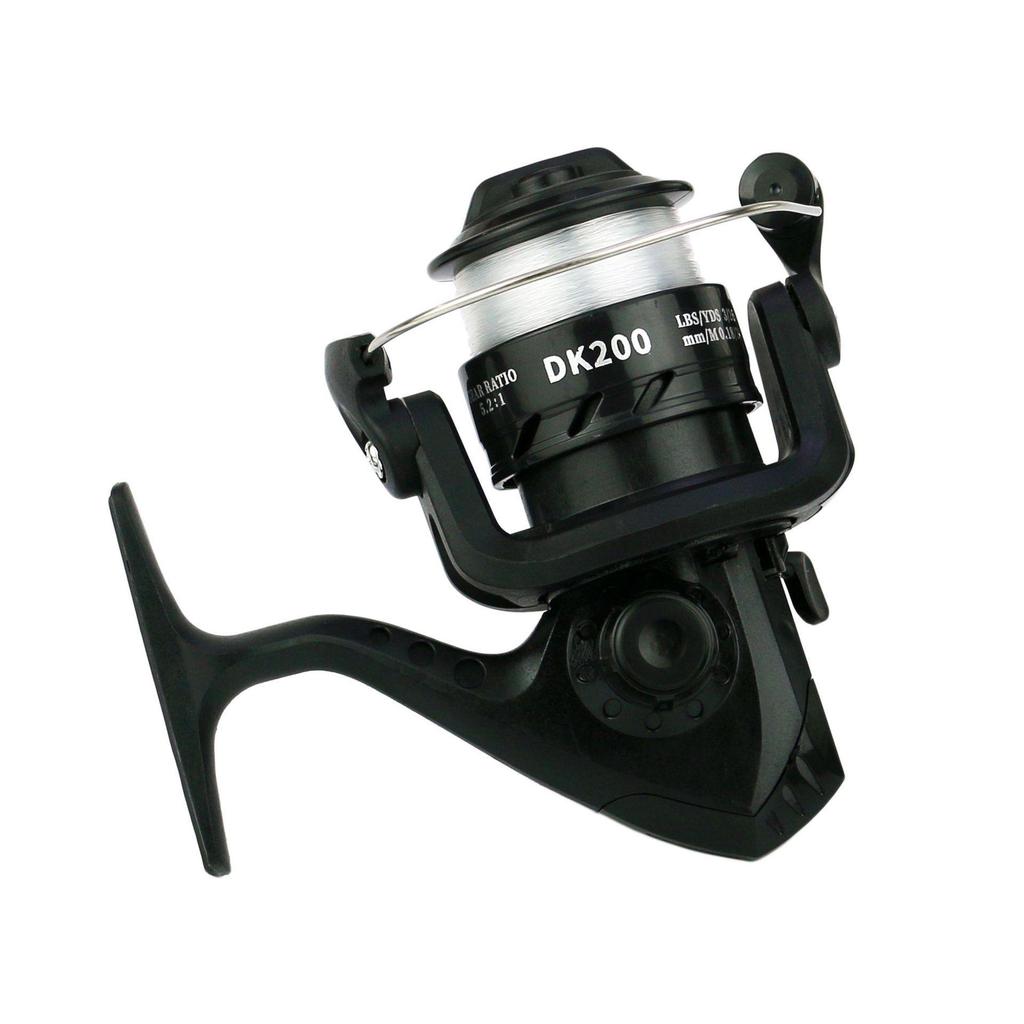 Катушка для спиннинга DK200 с леской, складная ручка, гальваническое покрытие, морские снасти для ловли со скал и плотов