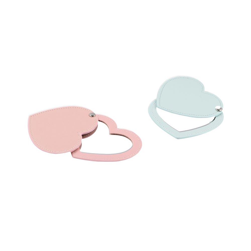 Компактное зеркало сплошного цвета в форме сердца, портативный инструмент для макияжа, мини-зеркало для макияжа для женщин