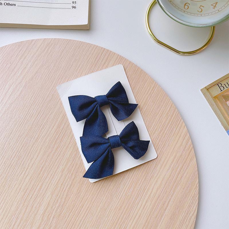 2 Pcs Blue Bow Barrettes Hair Clips elegant temperament For Women Girls Party Hair Accessories