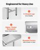 3 Compartment Sink, 18-Gauge 304 Stainless Steel, 356x400x279 mm Bowl Size, 3 Bay Commercial Kitchen Prep & Utility Sink with 2 Drainboards and