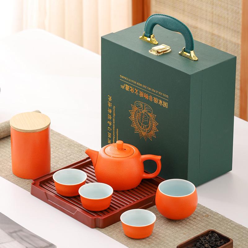 Ceramic travel tea sets, souvenirs, creative business company events, festivals, high-end gift sets, available for production