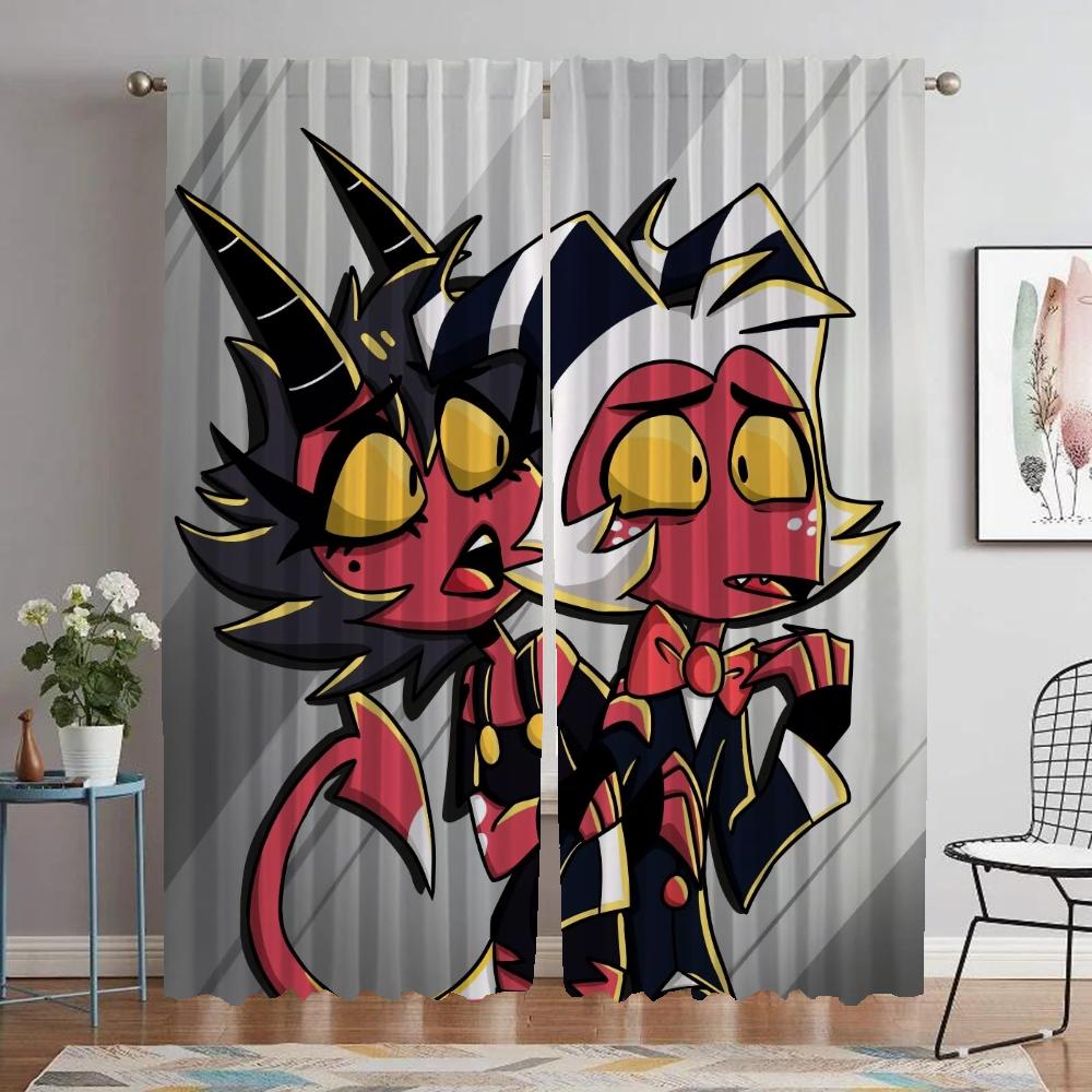 Helluva Boss Современные Шторы для гостиной для камеры, Шторы для домашнего интерьера, 2 шт., Разделительные шторы для Хэллоуина, украшения, детские шторы