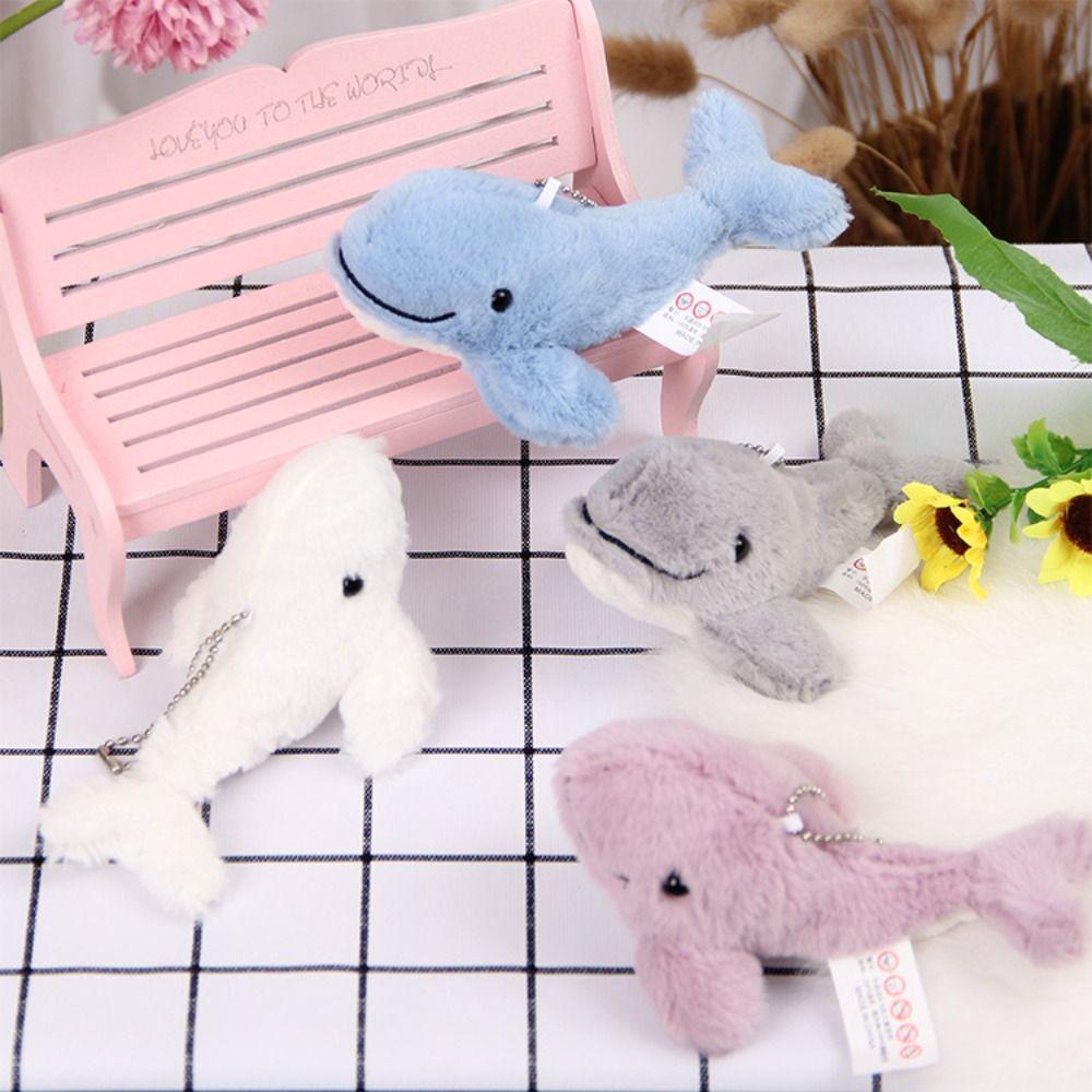 Kawaii Plush Stuffed Whale Keychain Cute Marine Organism Keyring Cetacean Pendant Bag Hanging