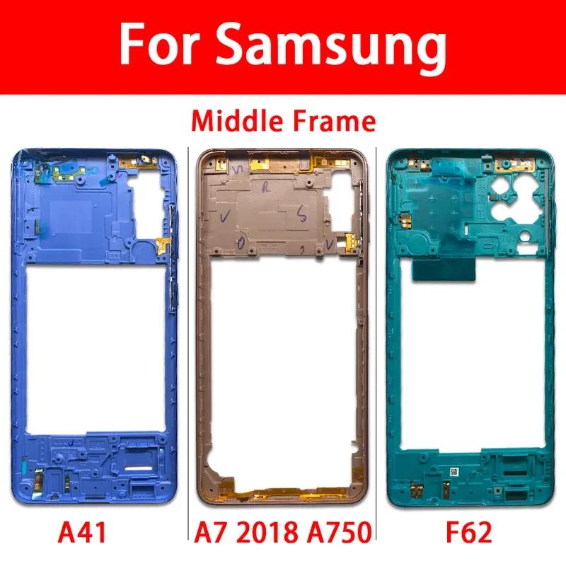 Middle Frame For Samsung A41 F62 M51 M62 A7 2018 Housing Case + Side Keys Volume Buttons Replacement Part