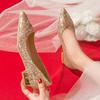 Sexy  Shiny Sequin Pumps Women 2024 New Pointed Toe Low Heels Wedding Party Shoes Woman Slip-on Bling Glitter Bride Shoes