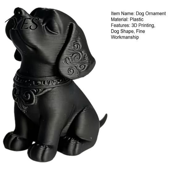 Sitting Puppy Sculpture 3D Printed Dog Figurine, Modern Black Decorative Statue, Desk Decor Animal Shape Decoration, Gift for Pet Lovers Home