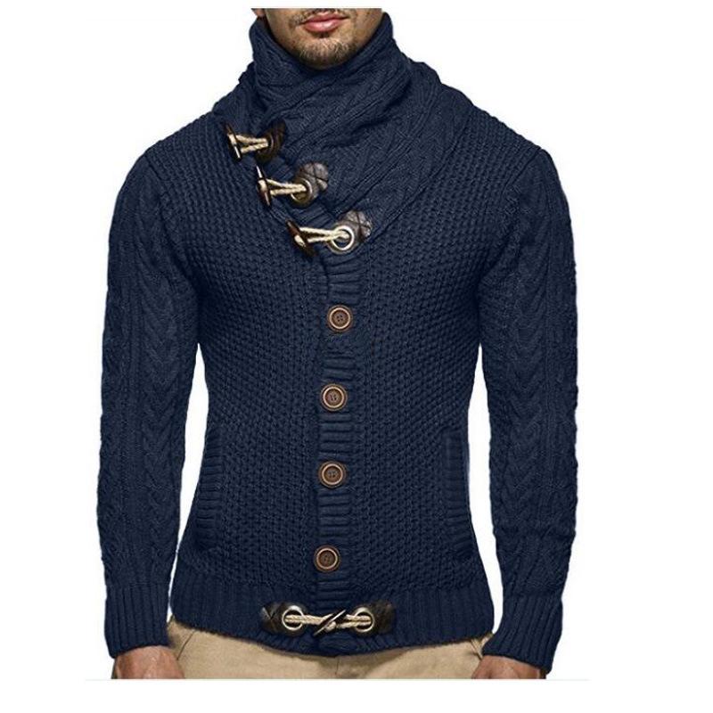 Новый осенне-зимний толстый теплый свитер, облегающий мужской свитер, мужской многоцветный вязаный свитер