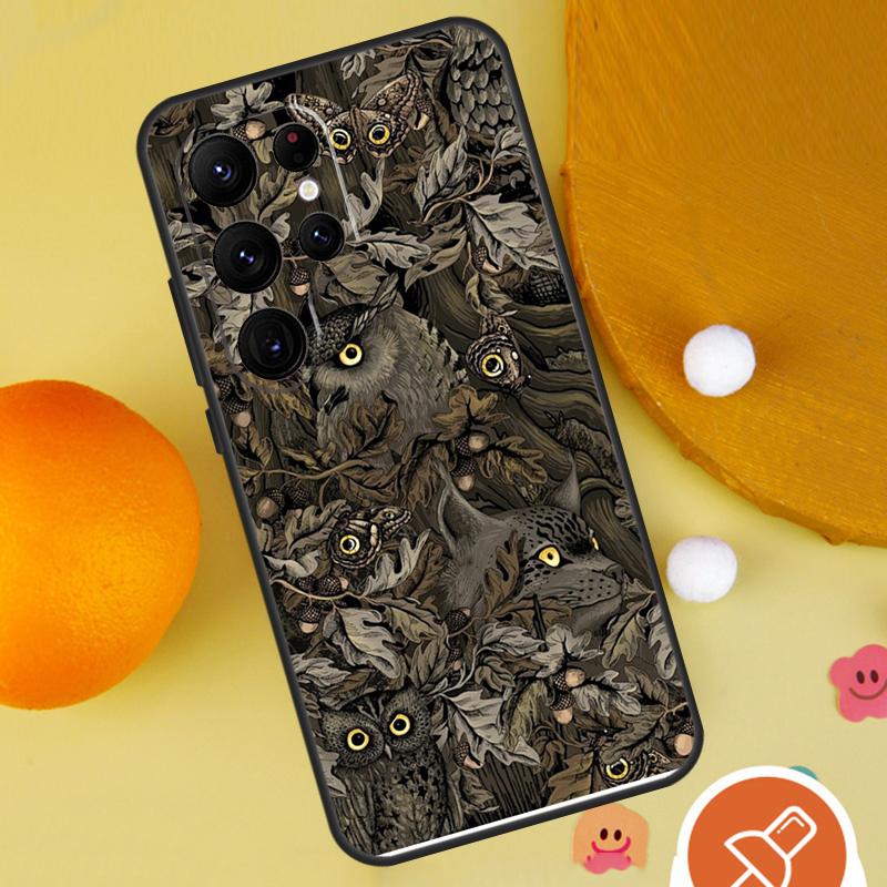 Камуфляжный чехол-сова для Samsung Galaxy S25 Ultra S24 S23 S22 S21 Ultra S9 S10 Plus S20 FE Funda Cover
