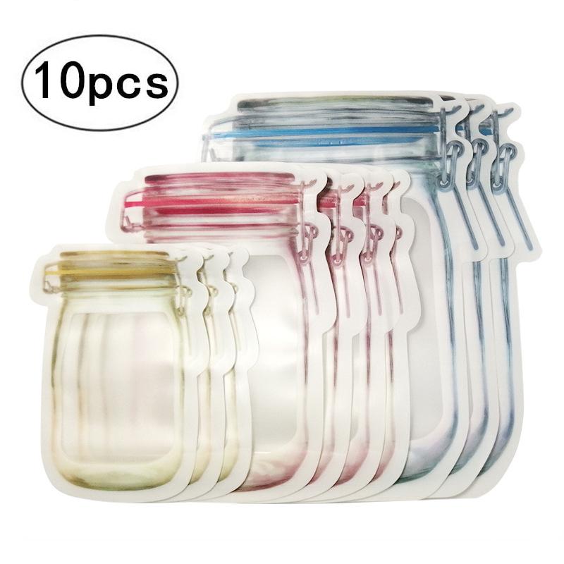 Бутылки Mason Jar, сумки на молнии, без BPA, бутылки Mason, сумка для закусок, уплотнение, свежие герметичные пакеты, герметичный домашний органайзер