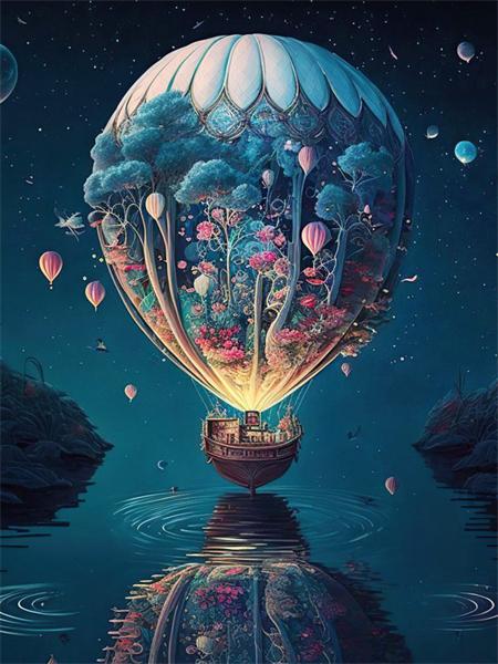 Diy Diamond Painting Mosaic Hot Air Balloon Fantasy Full Square Round Embroidery Mosaic Starry Night Landscape Wall Decor