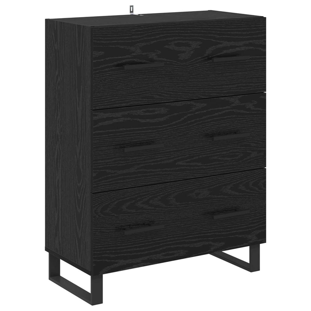 Highboard 2 pcs Black Oak Effect Engineered Wood and Glass