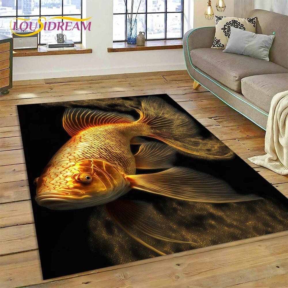 Натурализовать кои карп Инь Ян рыба мультфильм ковер ковер для дома гостиная спальня диван коврик декор, детский коврик нескользящий коврик