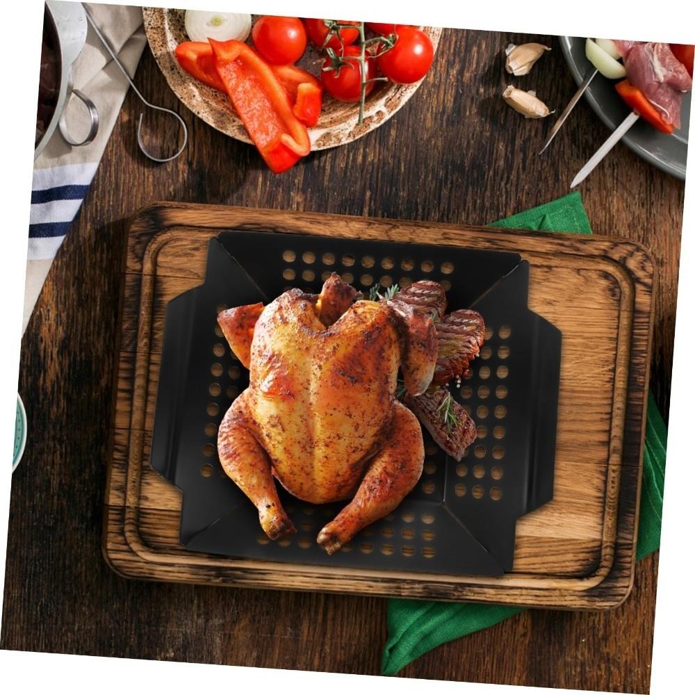 Heat Resistant Barbecue Grill Pan Non-Stick Coated Roasting Fish Plate Grill Basket Picnic