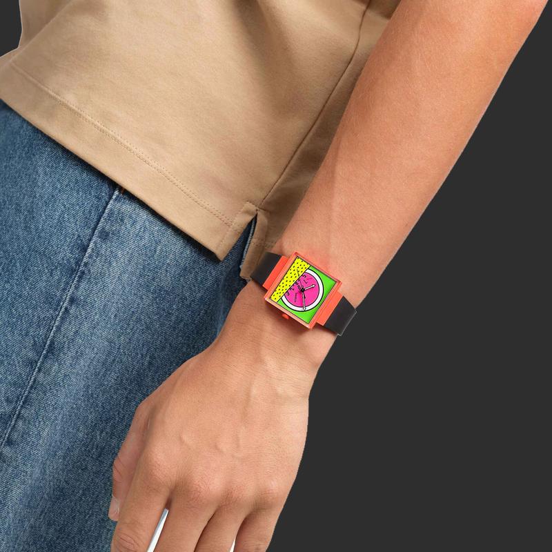 Swatch Кварцевый механизм 20 метров водонепроницаемость Унисекс Швейцарские часы 41,8*33,25 мм Зеленый циферблат Биокерамический корпус Ремешок из биоисточника SO34Z101