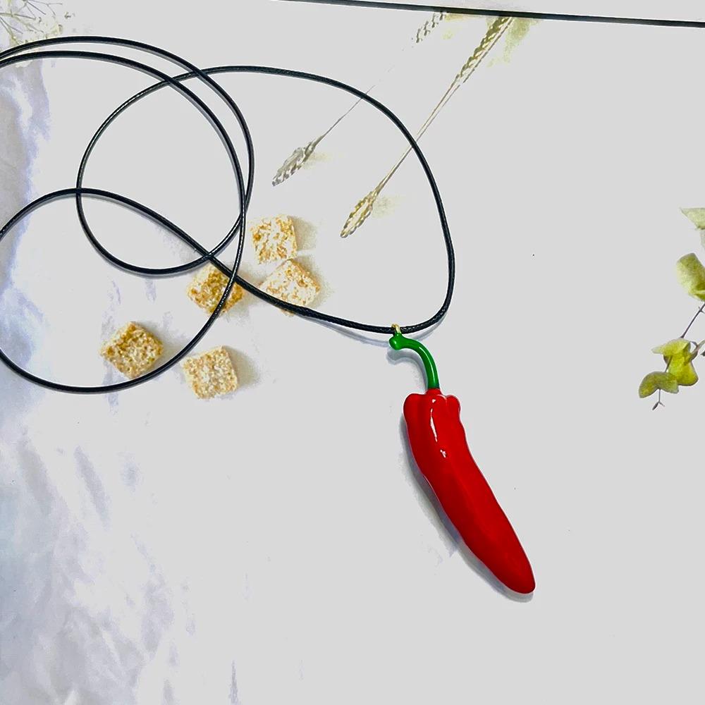 Simple Simulated Chili Necklace Cute Simulated Vegetable Collar New Red Pepper Pendant Necklace