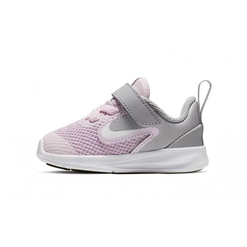 Nike Повседневные кроссовки Downshifter 9 на липучке, нескользящие, амортизирующие, прочные, с низким верхом, для ходьбы, детская обувь, розово-серые AR4137-601