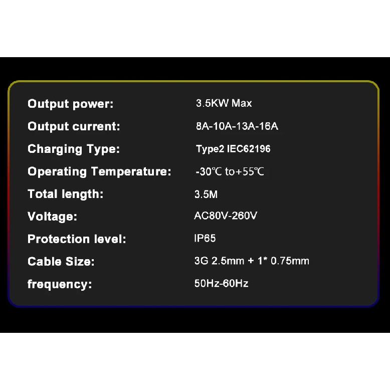 TAYSLA 16A EV Charger Type 1 J1772 3.5KW TYPE 2 Portable EVSE with Display EU Plug for Hyundai Kia Genesis EV
