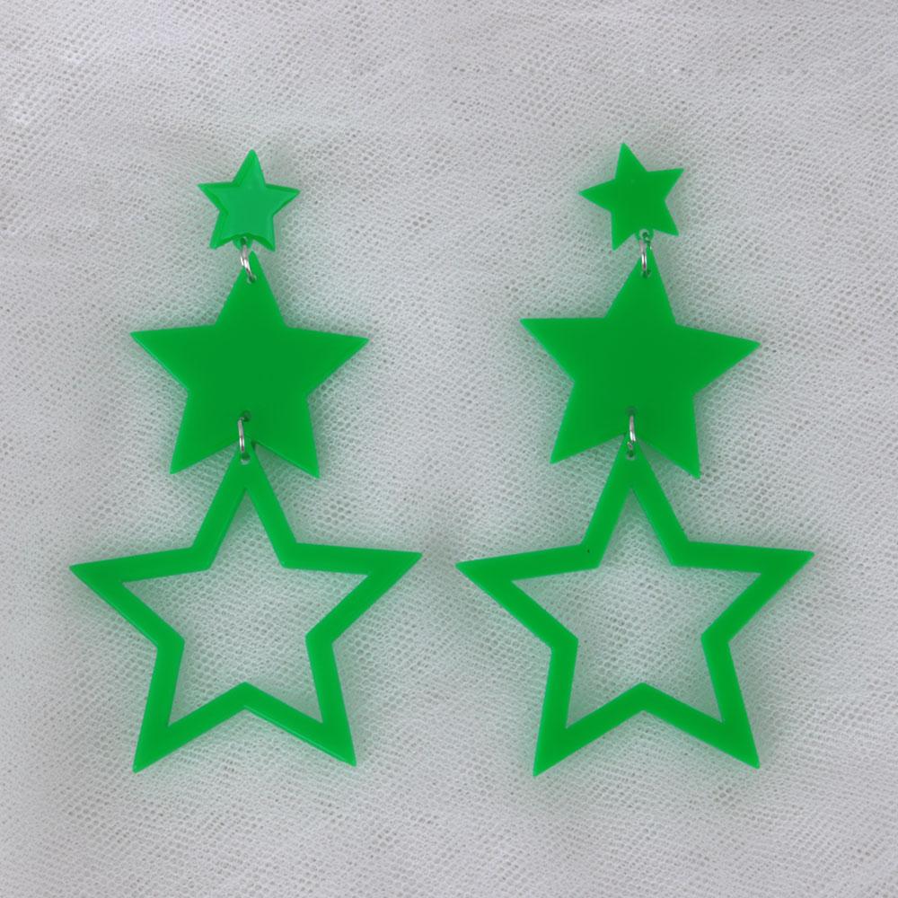 Punk Neon Color Star Acrylic Dangle Earrings For Women Girl Hollow Geometric Pentagram Long Drop Earrings Fashion Jewelry Gifts