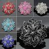 New Design Cluster Rhinestones Round Blossom Flower Crystal Silver Plated Brooches Pin ADM