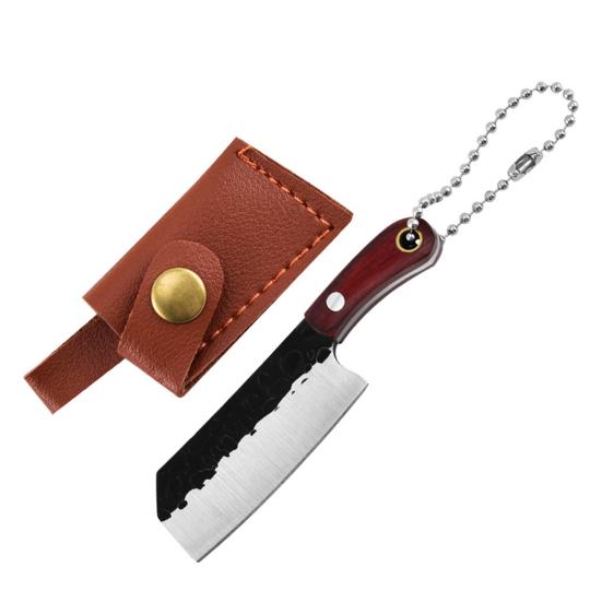 Mini Chef Knife Keychain with Sheath Knife Sharpener Multi-functional Pocket for Package Opener Box Cutter Letter