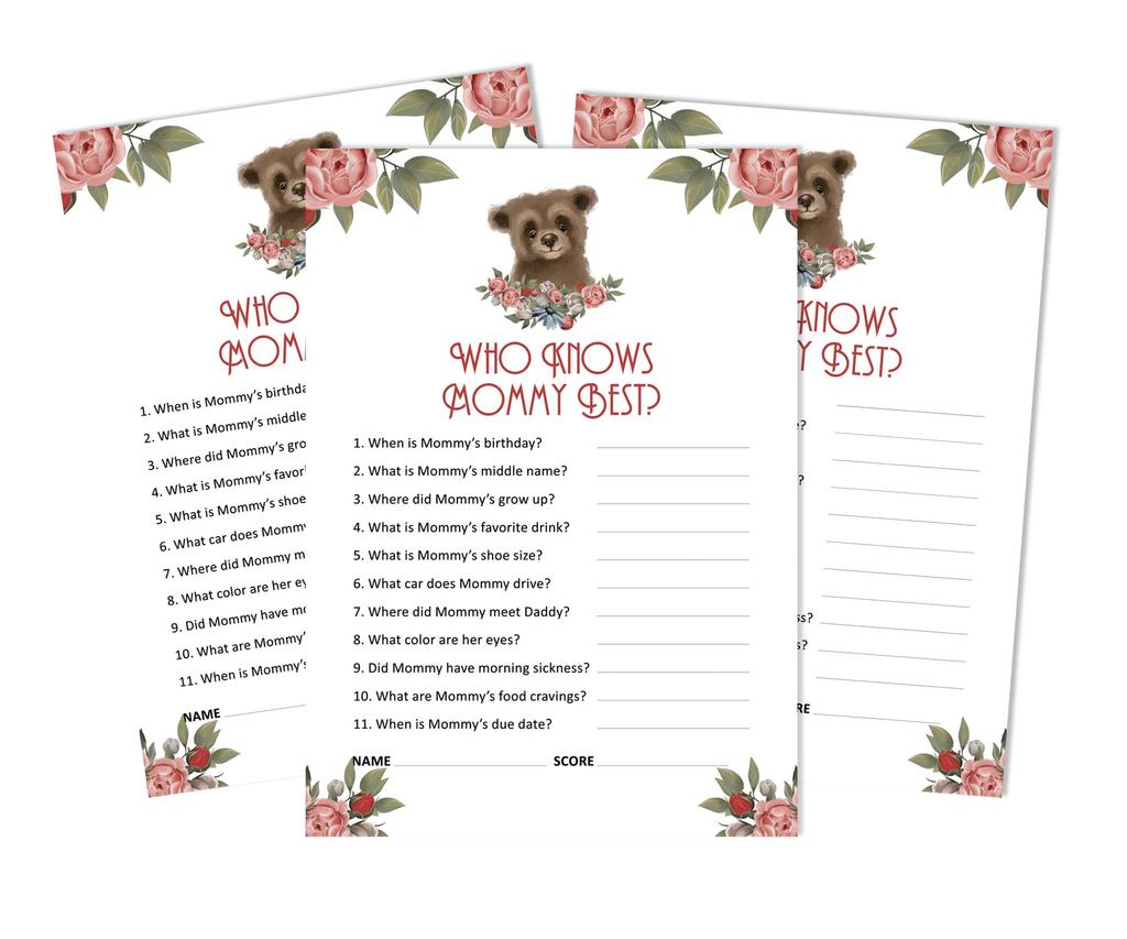 Inkdotpot Baby Shower Game Set Of 50 BabyA AlphabetA ABCA Game Bear Jungle Animals Party