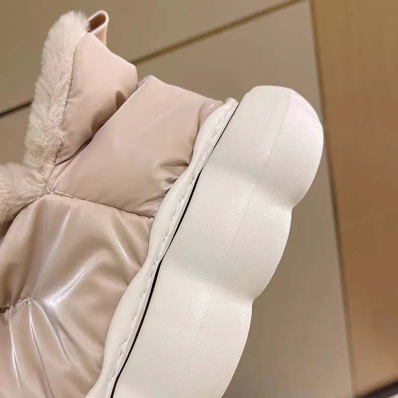 Thickened Cotton Boots Waterproof Thick Soled Anti-skid Ladies' Cute Cotton Shoes Winter Warm Down Lightweight and Comfortable
