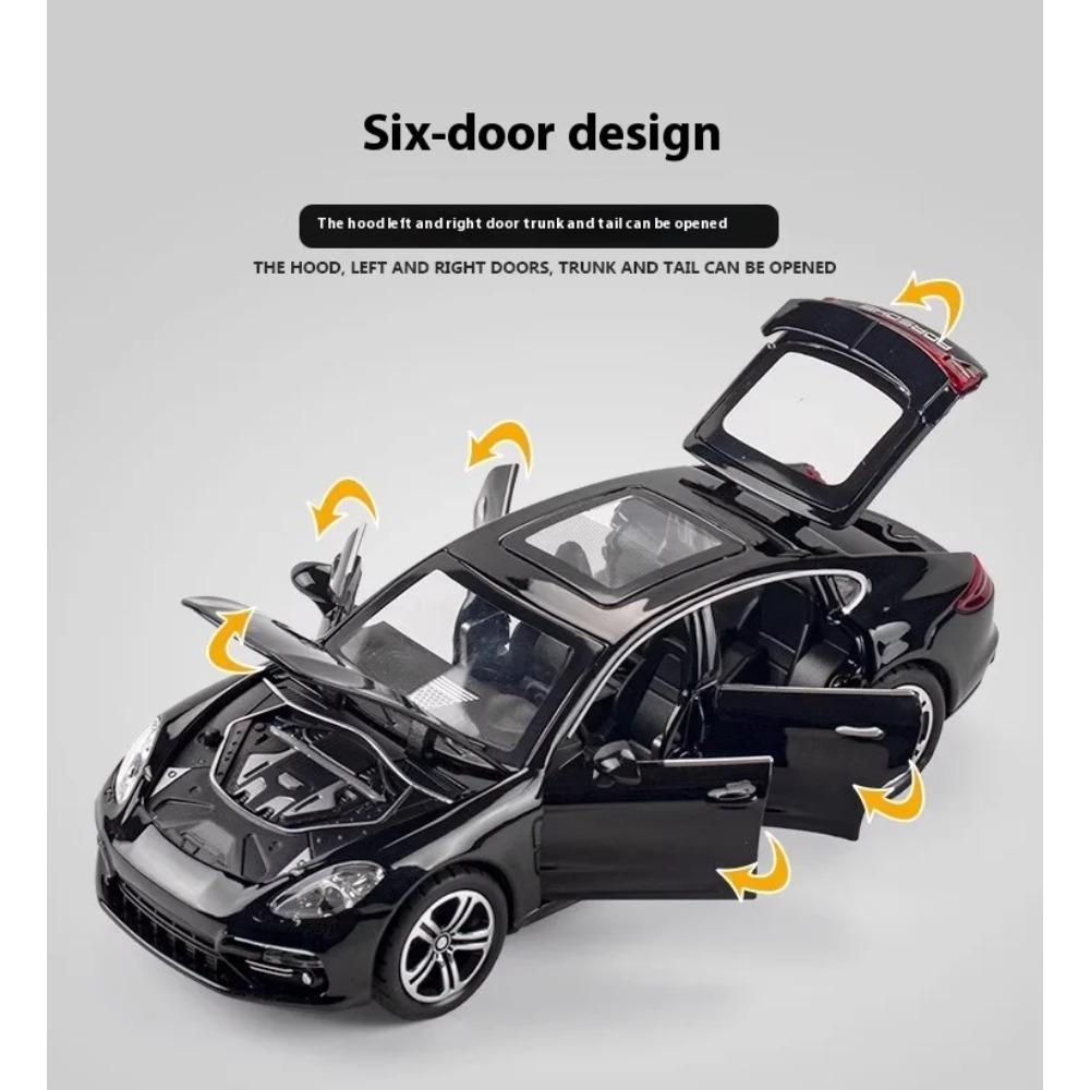 Миниатюры 1/32 Porsche Panamera Сплав Литье под давлением Металлическая модель Высокая симуляция Звук Свет Детские игрушки Настольное украшение Компьютер Подарок