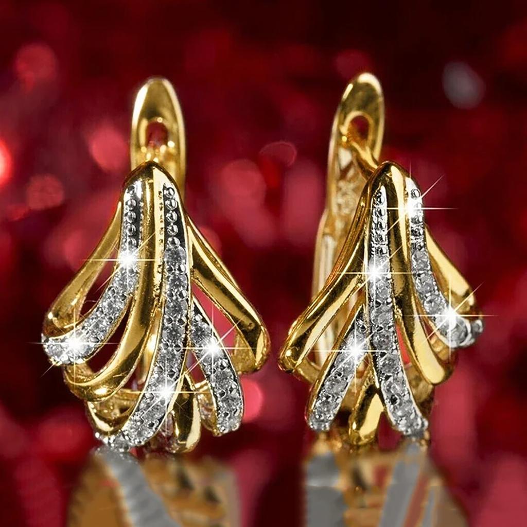 18K Gold-Plated Vintage Geometric Earrings with Zirconia