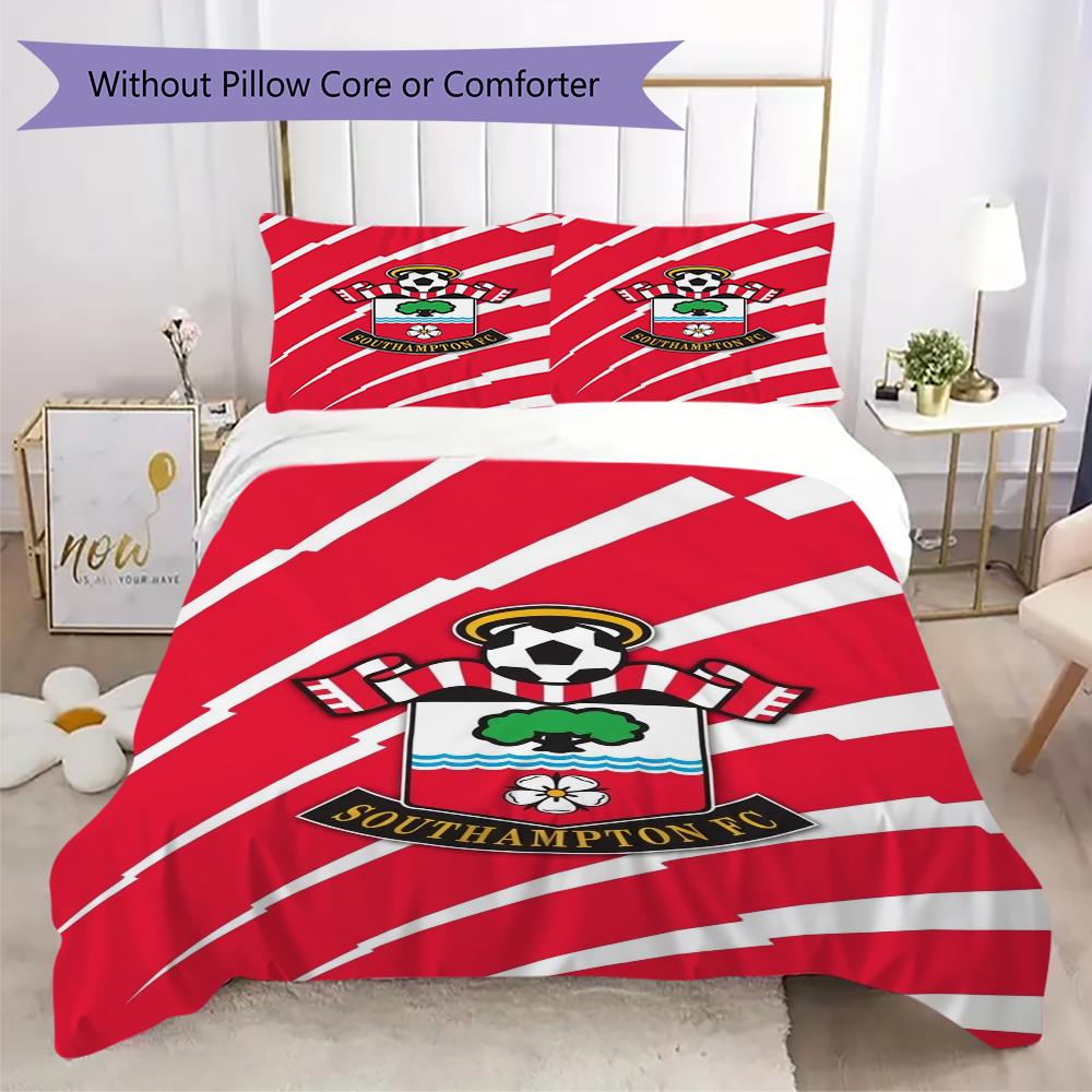 Southampton FC Pattern Bedding uilt Set uilt Cover Pillowcase Home Decoration Birthday Gift (1 * duvet cover + 2 * pillowcase without core)