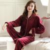 Фланелевая пижама женская весенне-осенняя утолщенная флисовая теплая коралловый флис осенне-зимний комплект домашней одежды