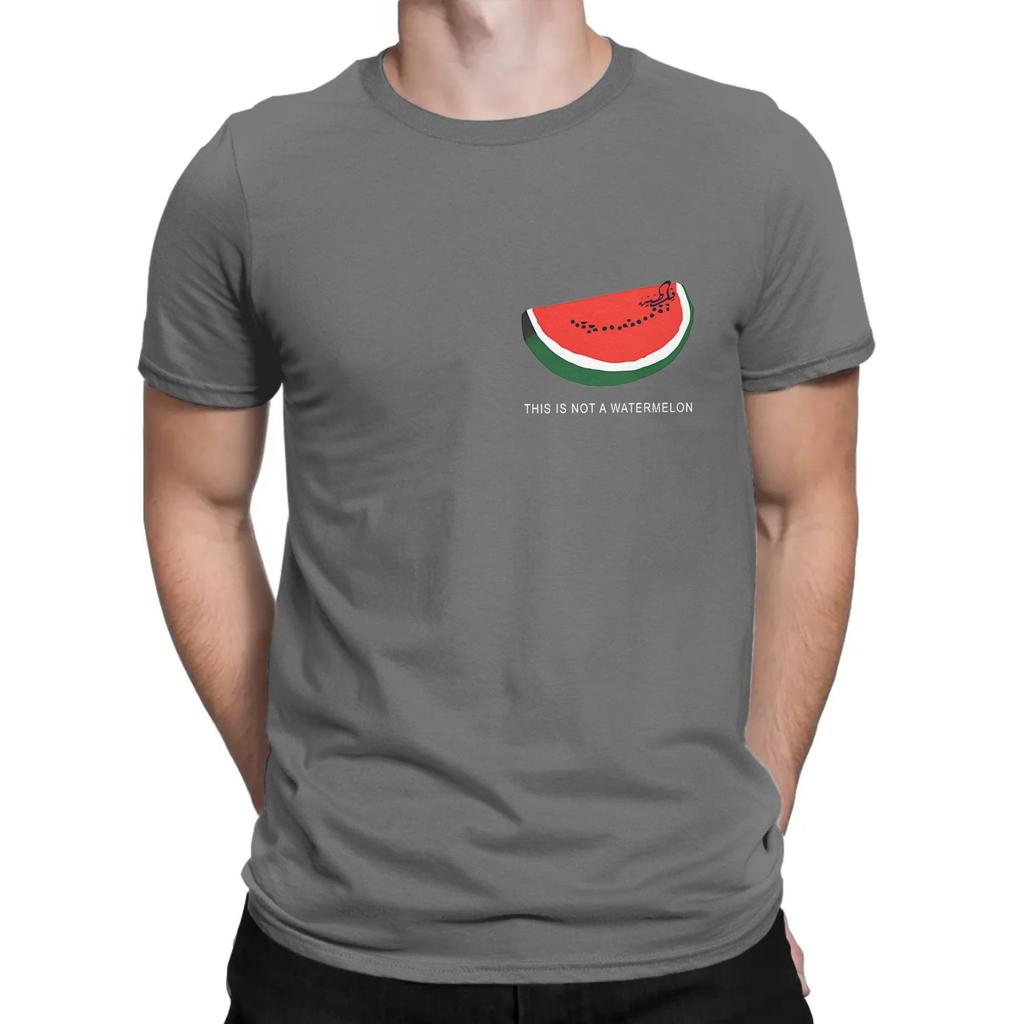 Watermelons Palestined Men's T Shirt Vintage Tees Short Sleeve Round Neck T-Shirt 100% Cotton Gift Idea Tops